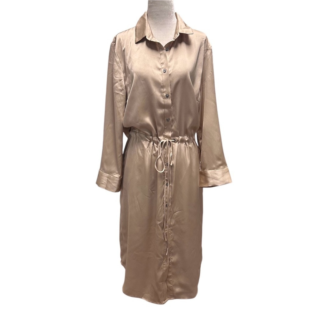 Banana Republic Gold 3/4 Sleeve Shirt Dress - Picture 2 of 14